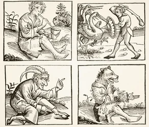 Monsters born from the deluge, after wood engraving in the 
